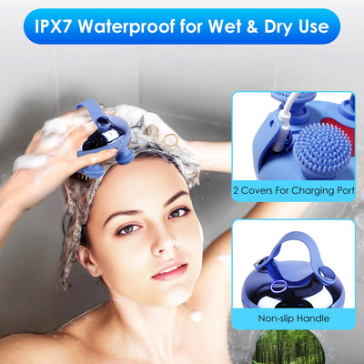 Electric Scalp Massager Rechargeable IPX7 Waterproof Head Massager with Red Light Therapy, 3 Modes & Multi-Use for Men, Women & Pets