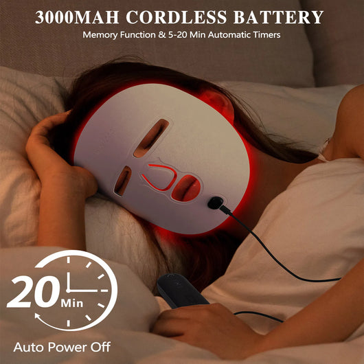 Wireless LED Light Therapy Face Mask – Red, Blue & Near-Infrared Anti-Aging & Acne Treatment