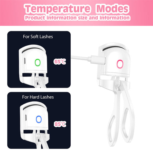 Heated Eyelash Curler Electric with Temperature Control – Mini Portable USB Rechargeable Lash Curler for Long-Lasting Lift