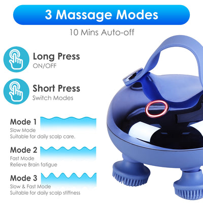 Electric Scalp Massager Rechargeable IPX7 Waterproof Head Massager with Red Light Therapy, 3 Modes & Multi-Use for Men, Women & Pets
