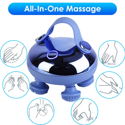Electric Scalp Massager Rechargeable IPX7 Waterproof Head Massager with Red Light Therapy, 3 Modes & Multi-Use for Men, Women & Pets
