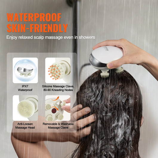 Electric Scalp Massager with Heat – Rechargeable Waterproof Head Massager for Hair Growth, Deep Cleaning & Stress Relief