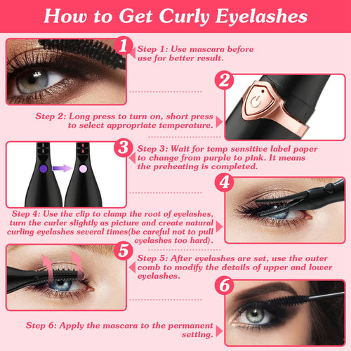 2-in-1 Heated Eyelash Curler with Comb