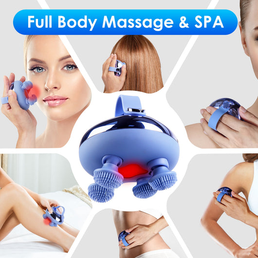 Electric Scalp Massager Rechargeable IPX7 Waterproof Head Massager with Red Light Therapy, 3 Modes & Multi-Use for Men, Women & Pets