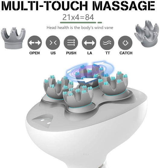 Rechargeable Waterproof Deep Kneading Head Massager for Hair Growth & Stress Relief