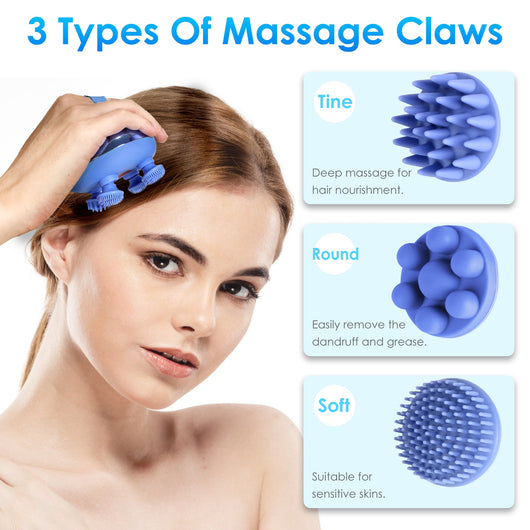 Electric Scalp Massager Rechargeable IPX7 Waterproof Head Massager with Red Light Therapy, 3 Modes & Multi-Use for Men, Women & Pets